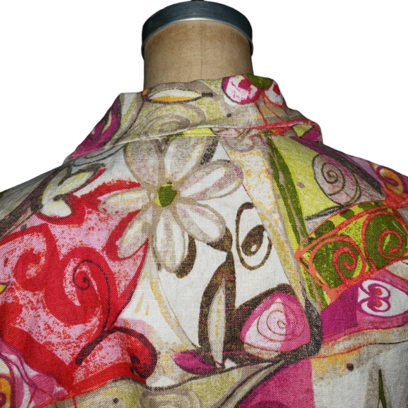 Chico's Linen floral button down colorful shirt - Picture 7 of 9